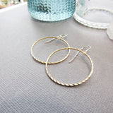 Small- Sparkle Wire Brass Hoop Earrings