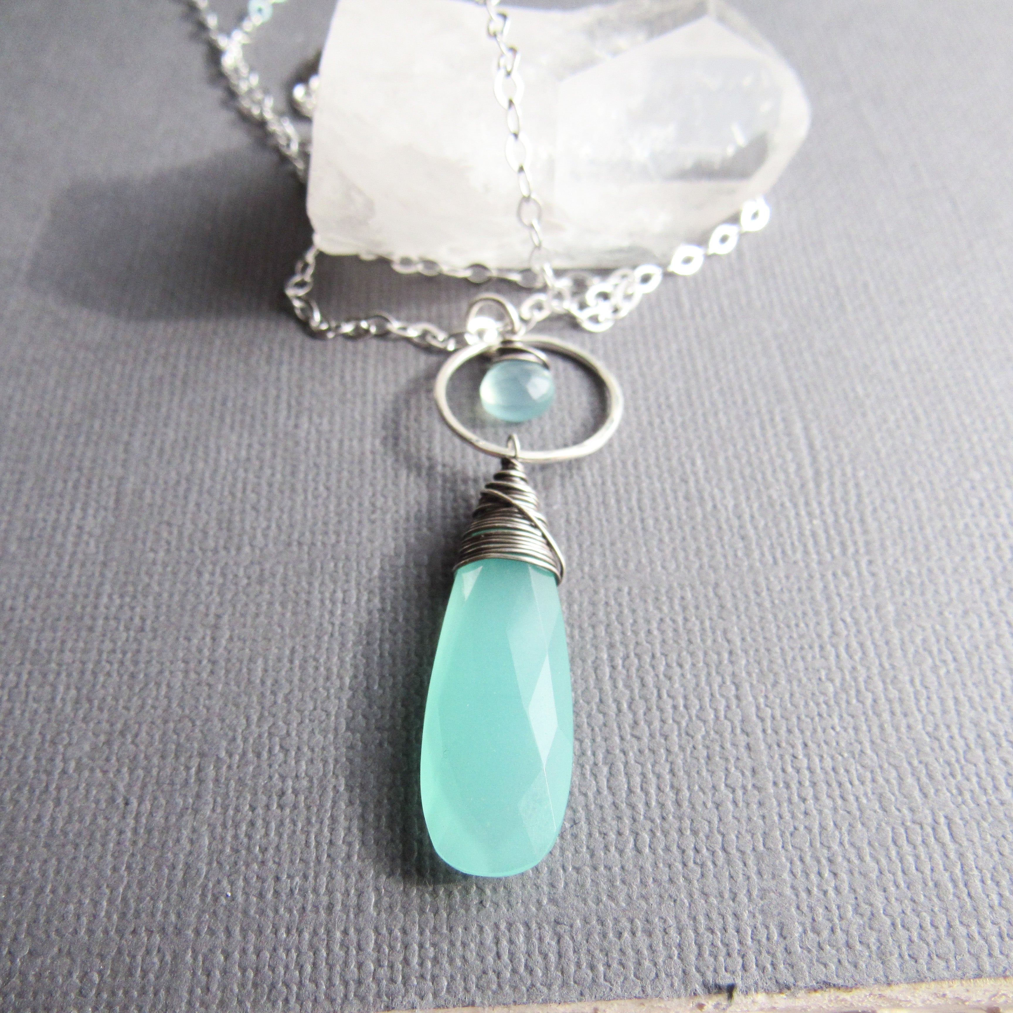 Aqua Chalcendony Necklace Balsamroot Jewelry