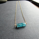 Ocean Blue Apatite & Gold  Necklace