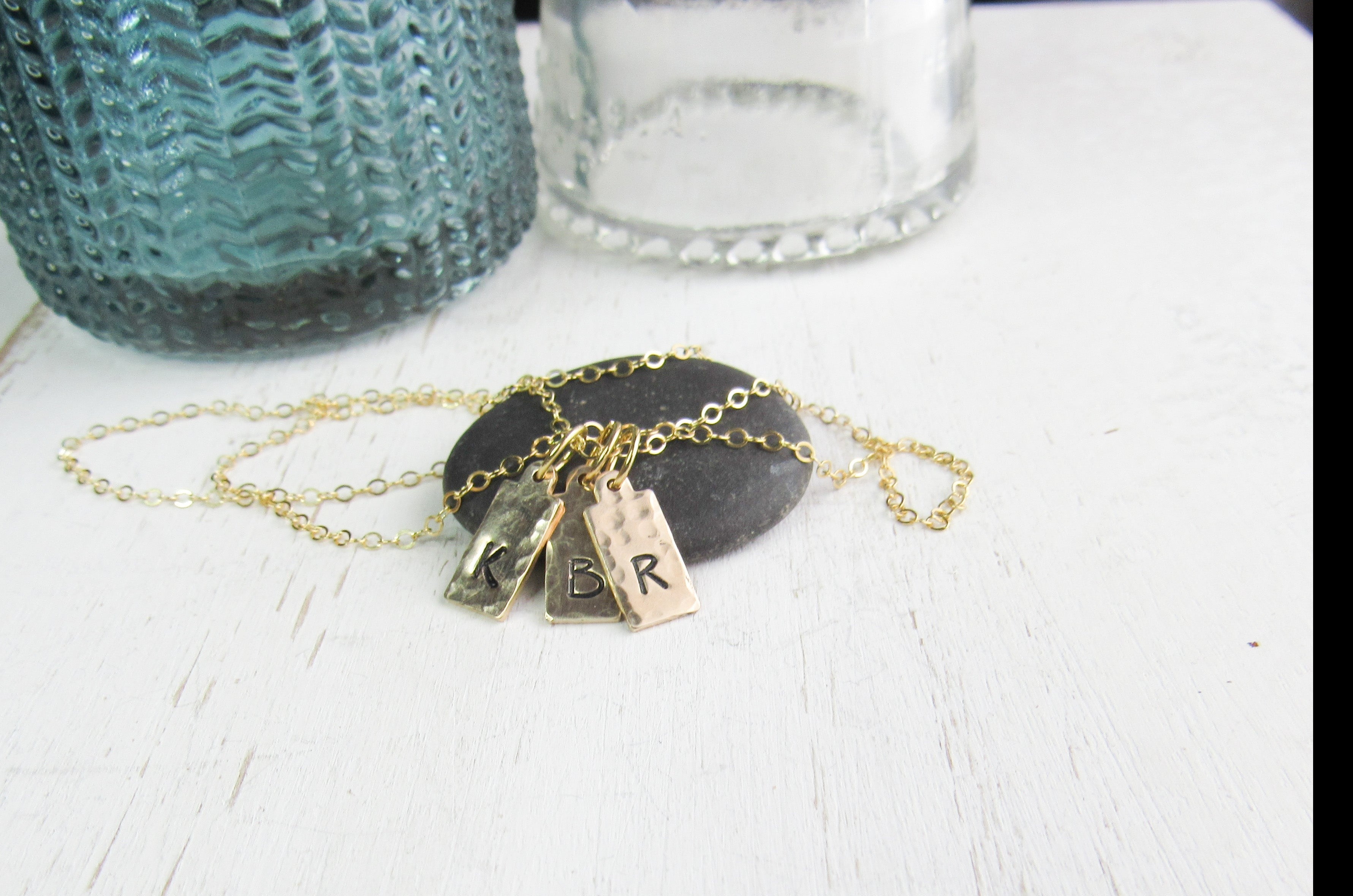 14K Gold Dog Tag Initial Necklace – Balsamroot Jewelry