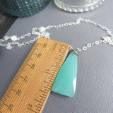 Long Triangle Aqua Chalcedony Necklace