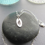 Oval Sterling Silver Stamped Tree Necklace