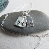 Stamped Sterling Silver Rectangle Charm Necklace