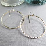 Large -  Sparkle Wire Brass Hoop Earrings