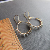 Gold Hoops with Labradorite Beads