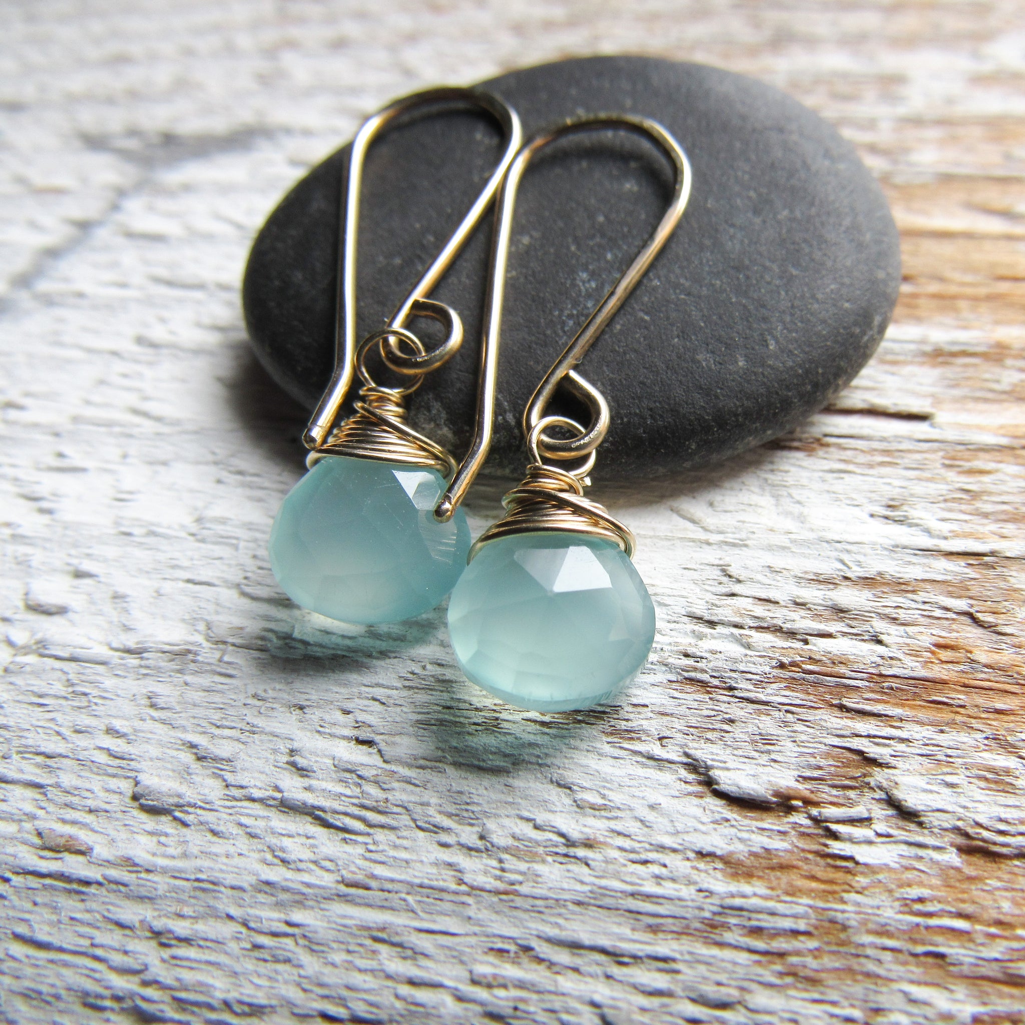 Aqua Chalcedony Earrings – flyinglizard