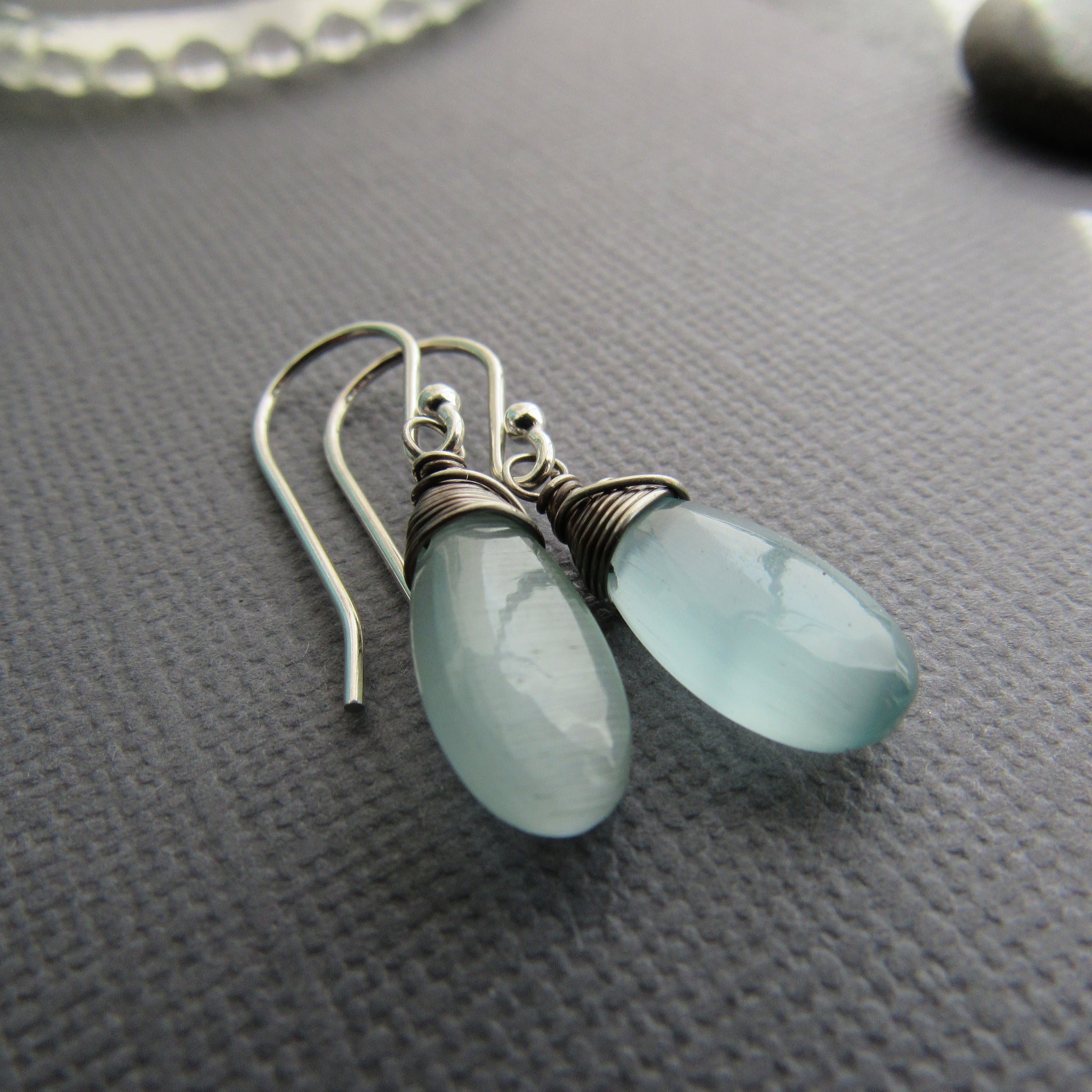 Long Blue Druzy Earrings - Balsamroot Jewelry