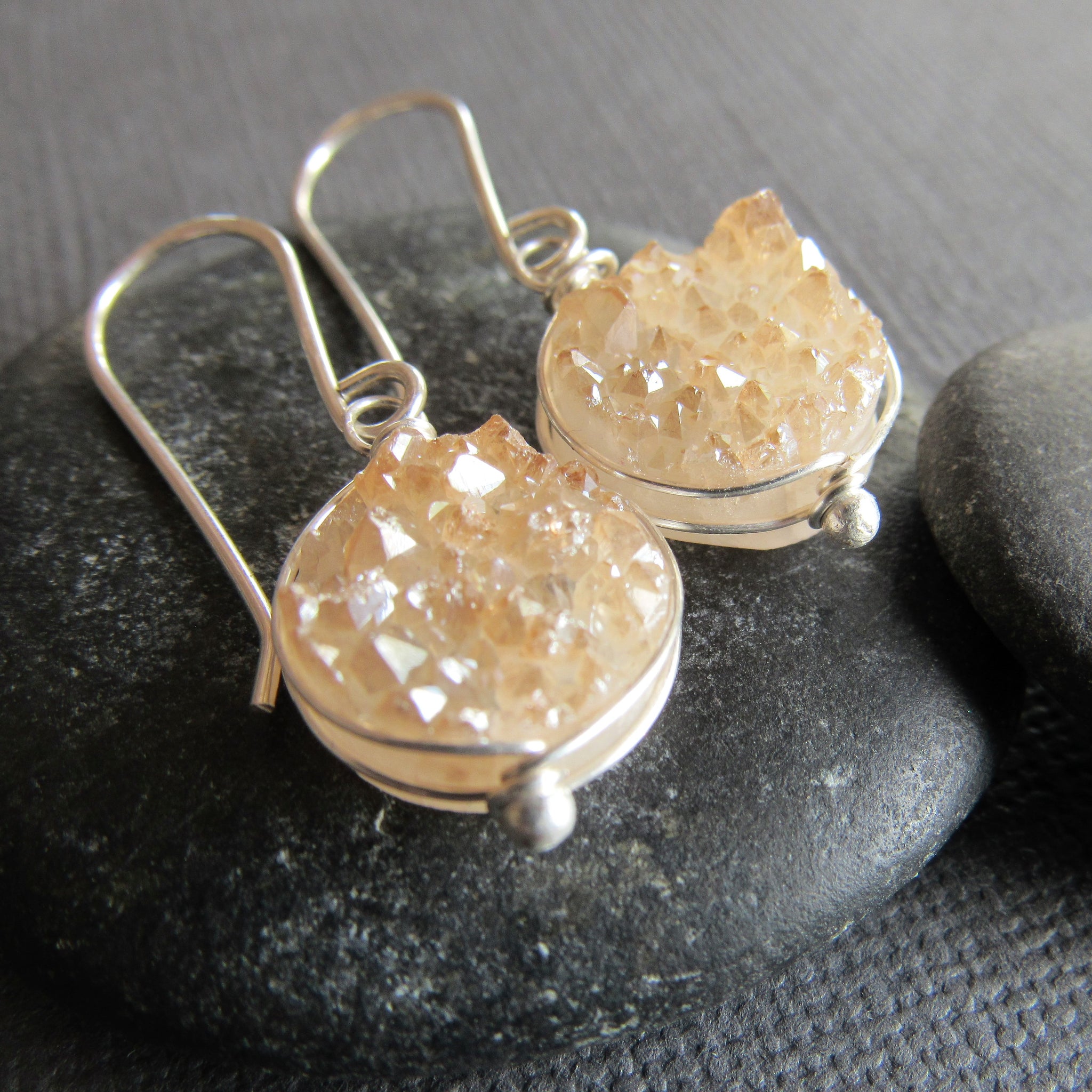Champagne Colored Druzy Earrings
