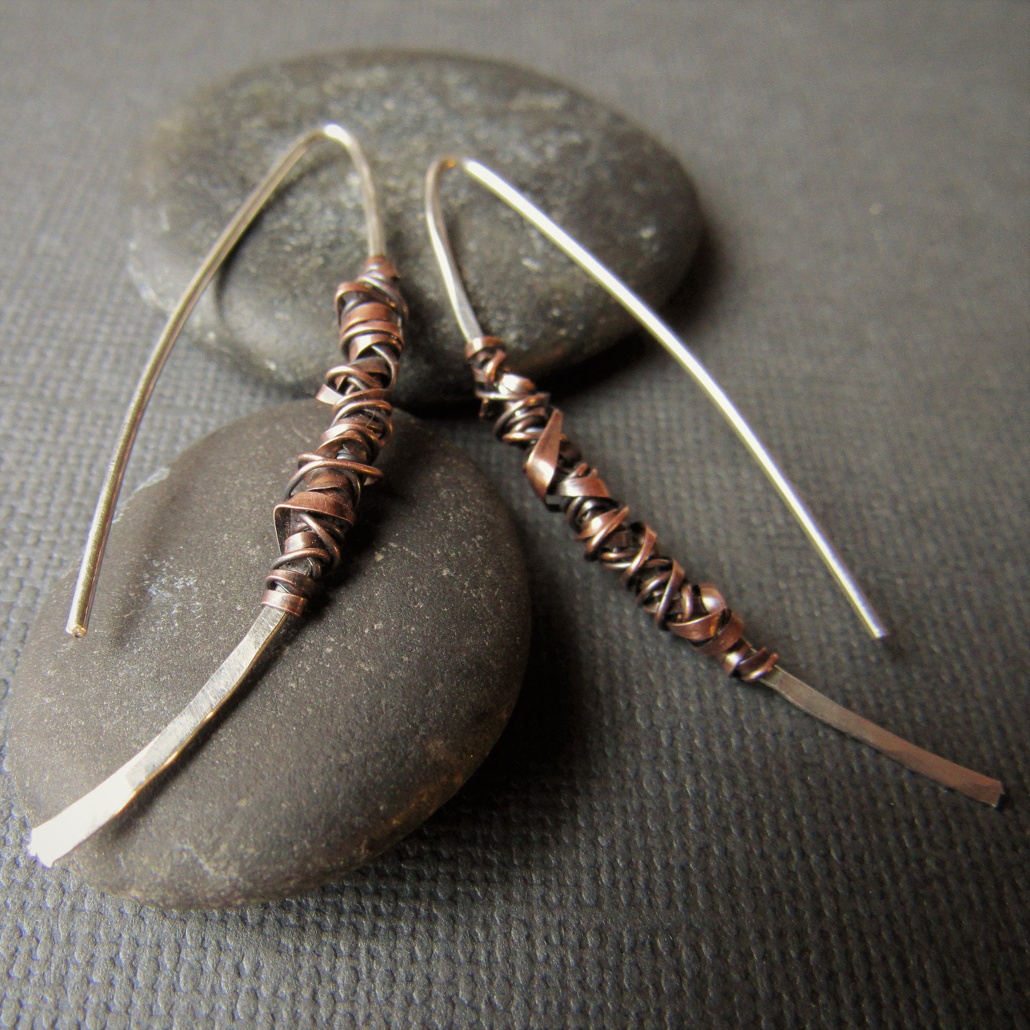 Simplicity Sterling Silver & Copper Wrap Earrings