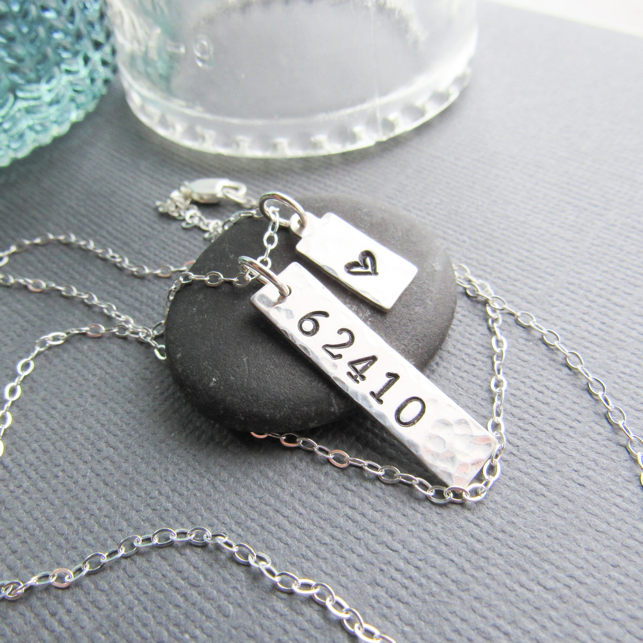 Sterling Silver Date & Heart Tag Necklace
