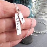 Sterling Silver Date & Heart Tag Necklace