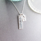 Sterling Silver Date & Initial Tag Necklace