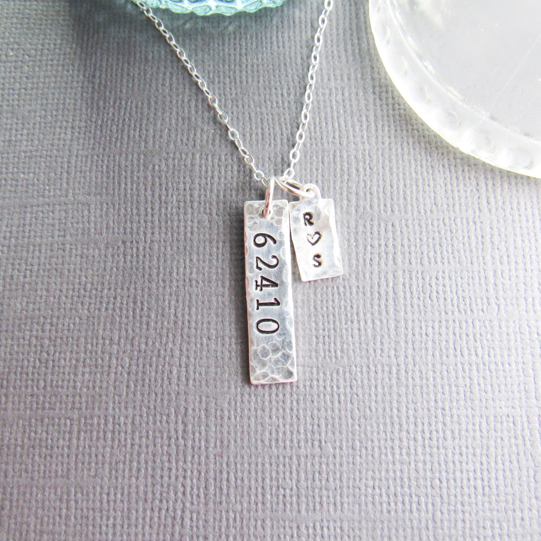 Sterling Silver Date & Initial Tag Necklace