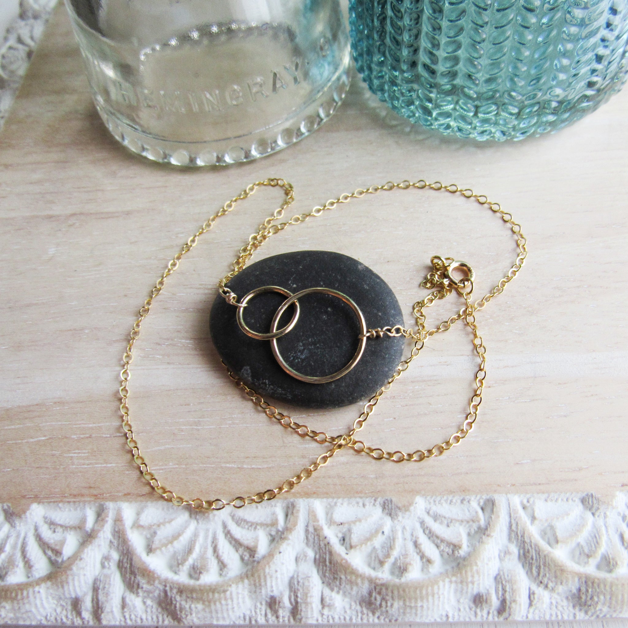 Gold Double Ring Infinity Necklace