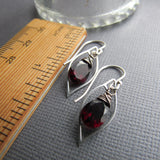 Deep Red Garnet & Silver Earrings