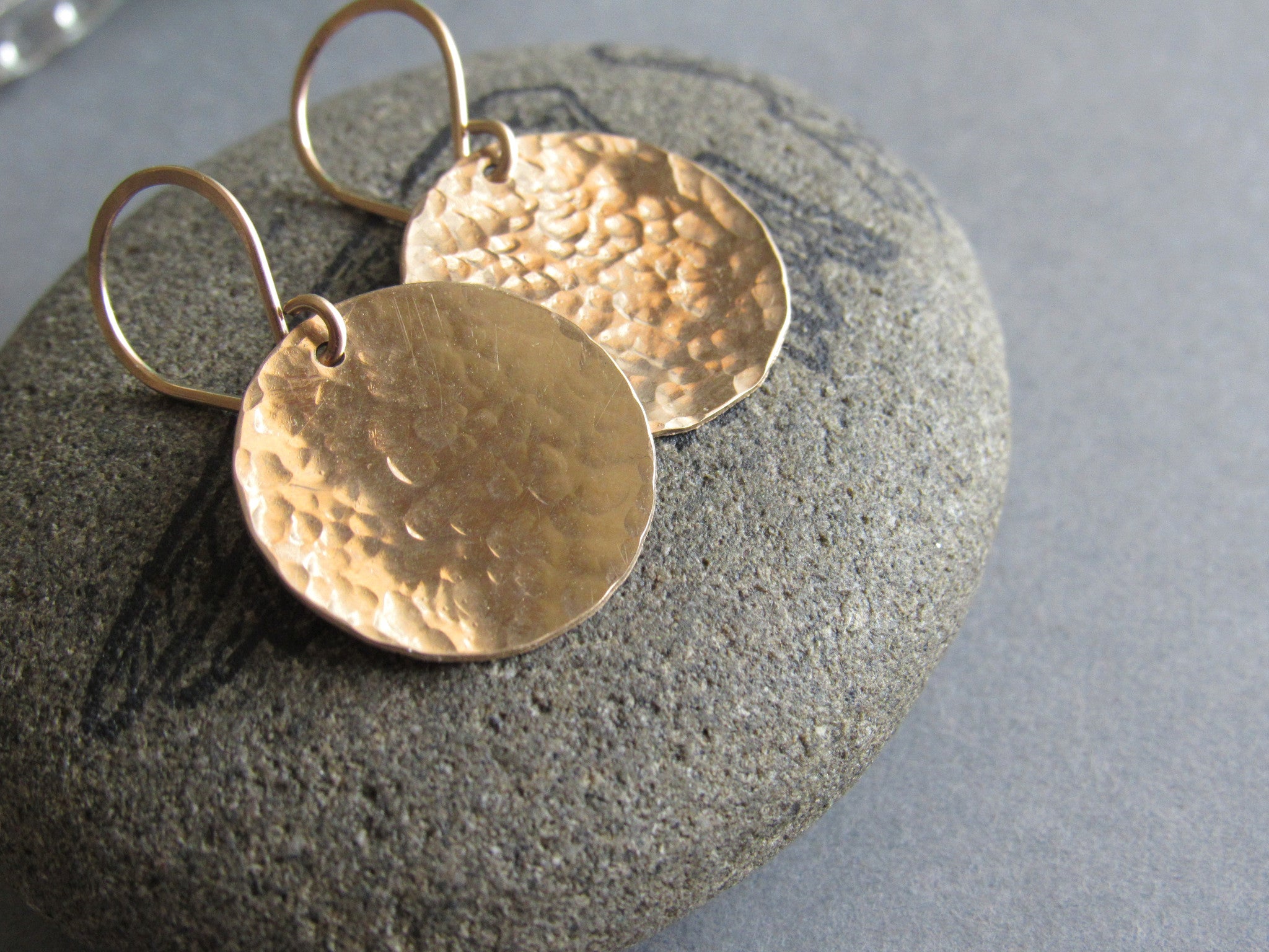 Hammered Gold Disc Earrings- Three Sizes