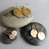Hammered Gold Disc Earrings- Three Sizes
