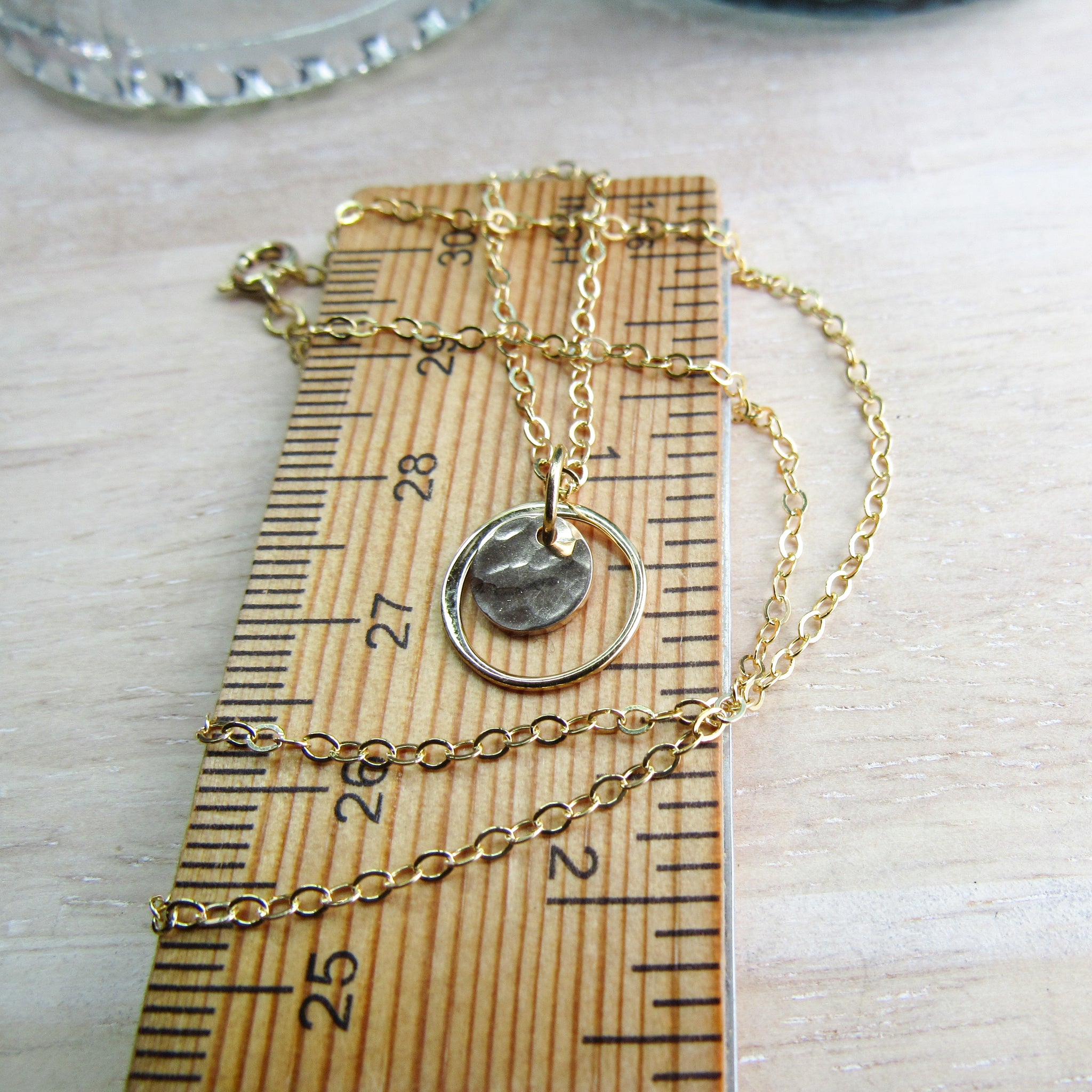 Gold Full Moon Disc Necklace