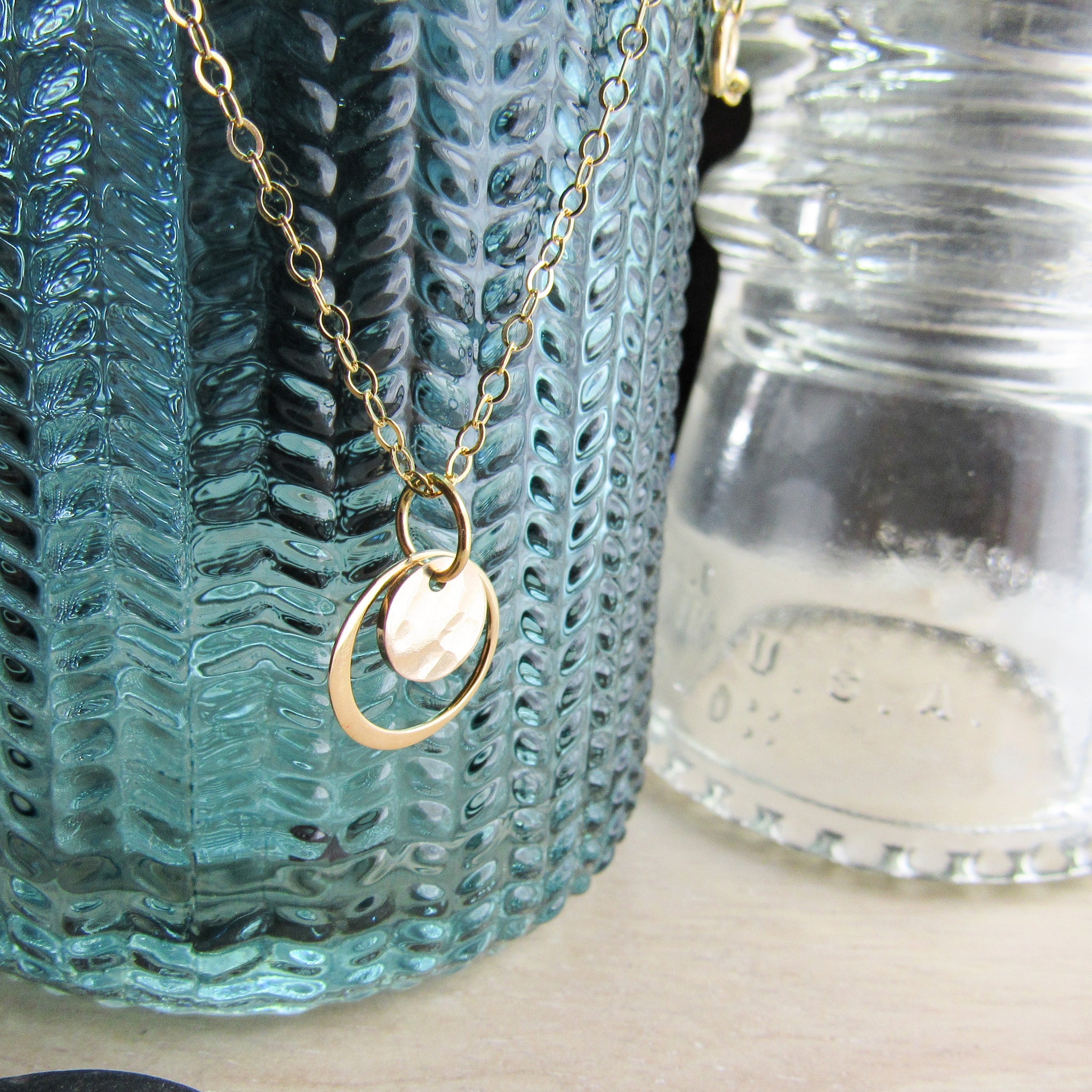 Gold Full Moon Disc Necklace