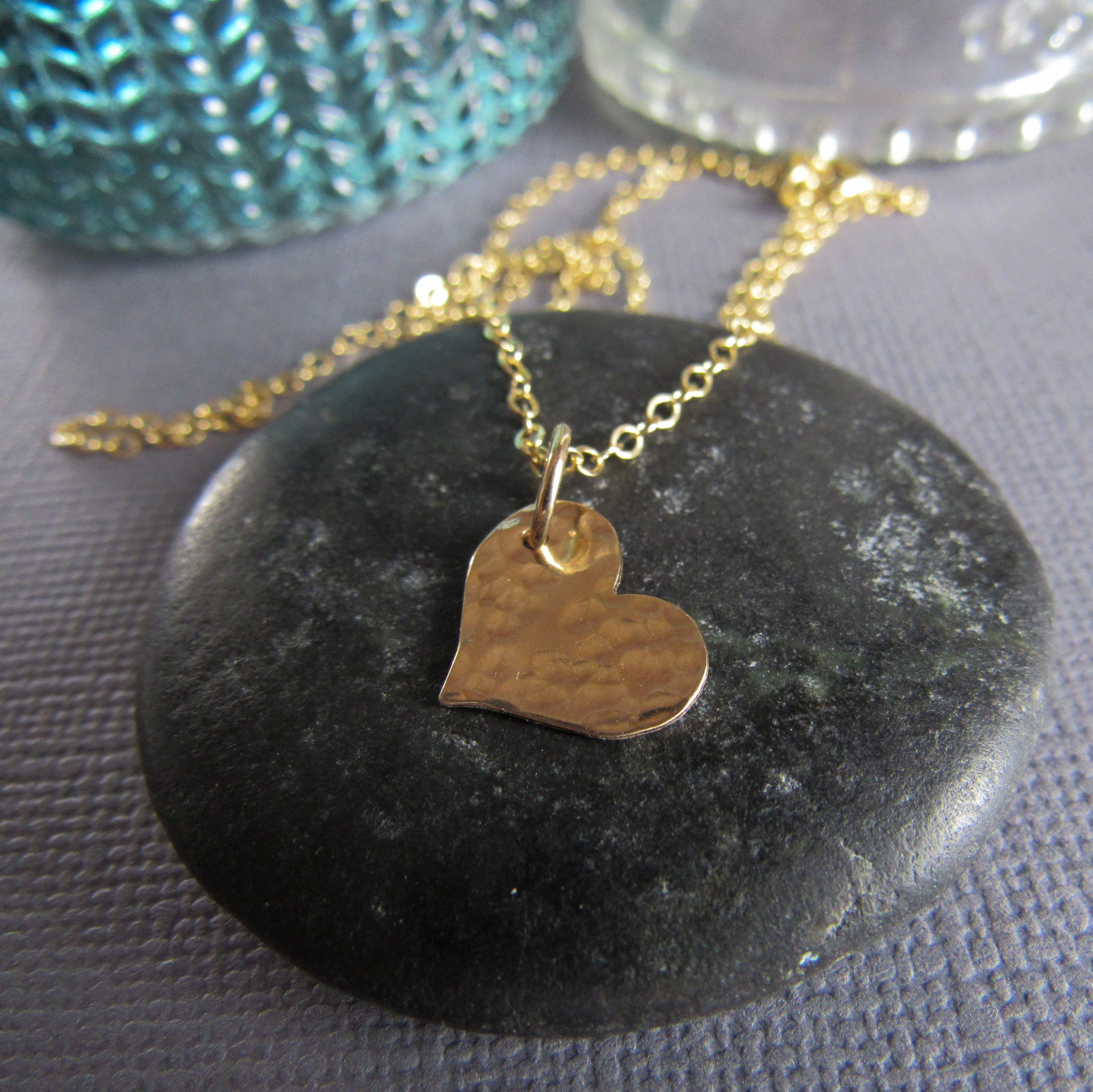 14K gold filled  is heart is hammered to sparkle and catch the light.