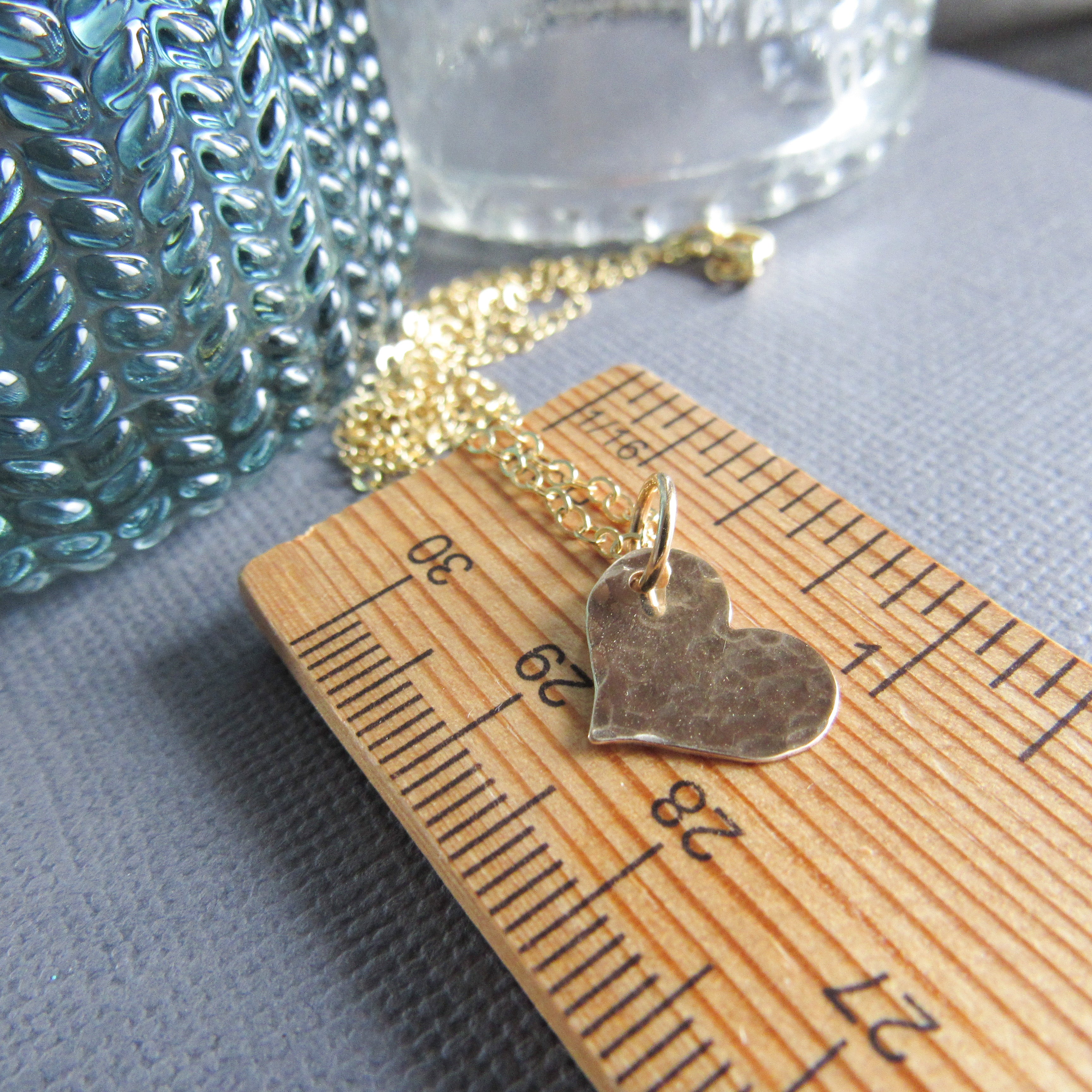 14K gold filled  is heart is hammered to sparkle and catch the light.