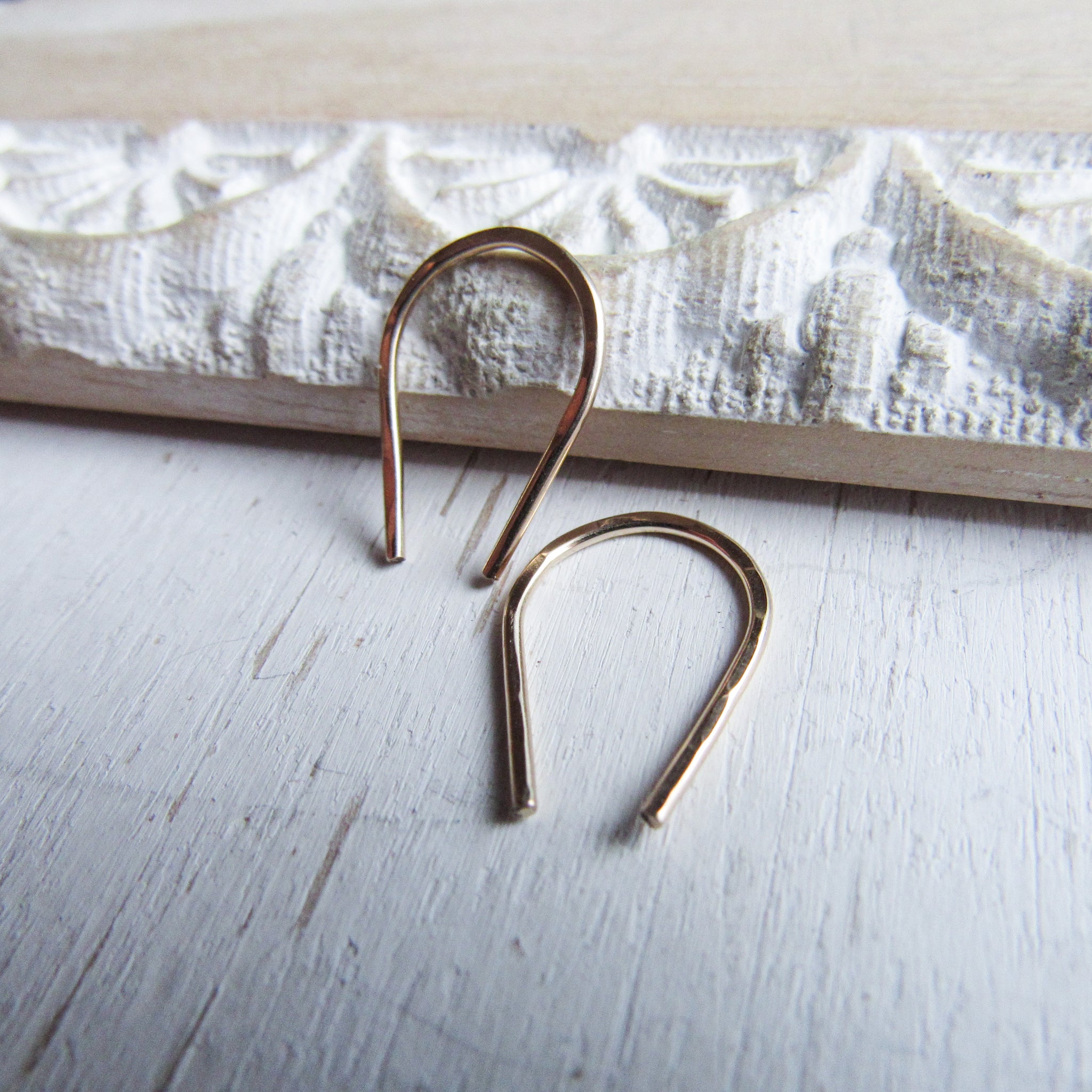 Texured Gold Arc Earrings