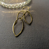 Gold Textured Leaf Shaped Earrings