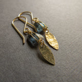 Petite Moss Kyanite and 14k Gold Earrings