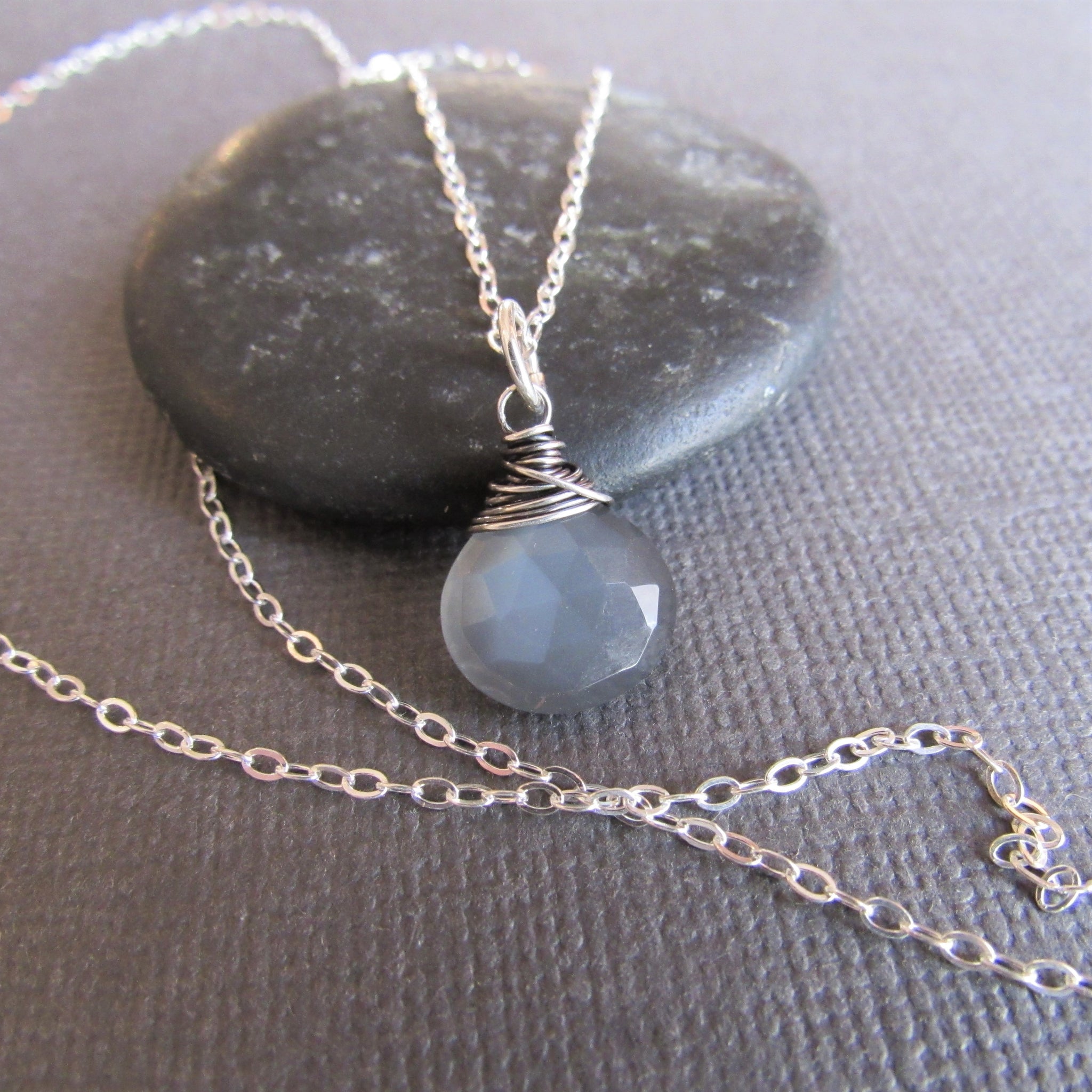 Black and White Moonstone Necklace for Embracing Change and New Beginnings