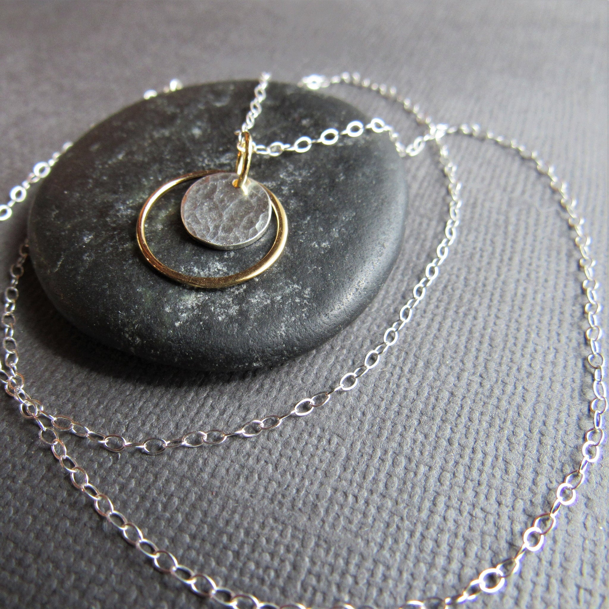 Chunky Silver Hammered Disc Statement Necklace | Olivia Divine Jewellery |  SilkFred AU