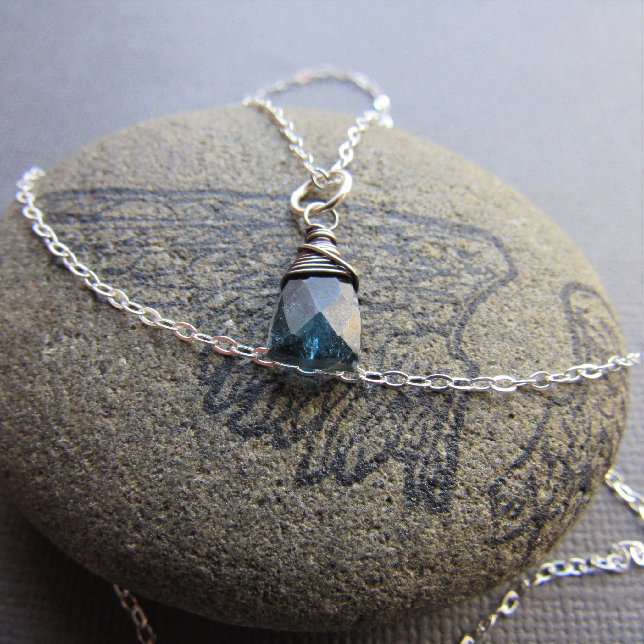 Triangle Moss Kyanite  Necklace