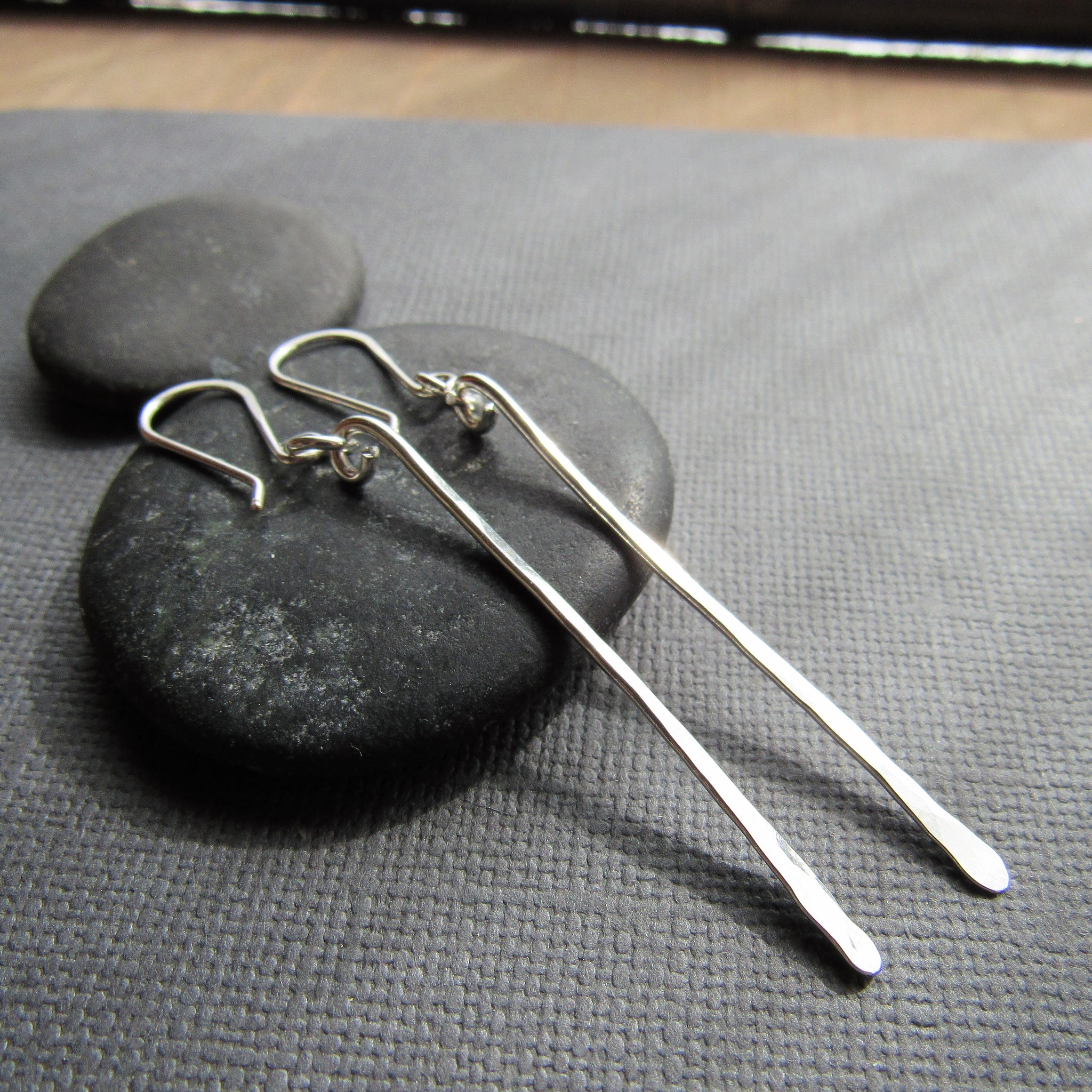 Long Minimalist Silver Bar Earrings Balsamroot Jewelry