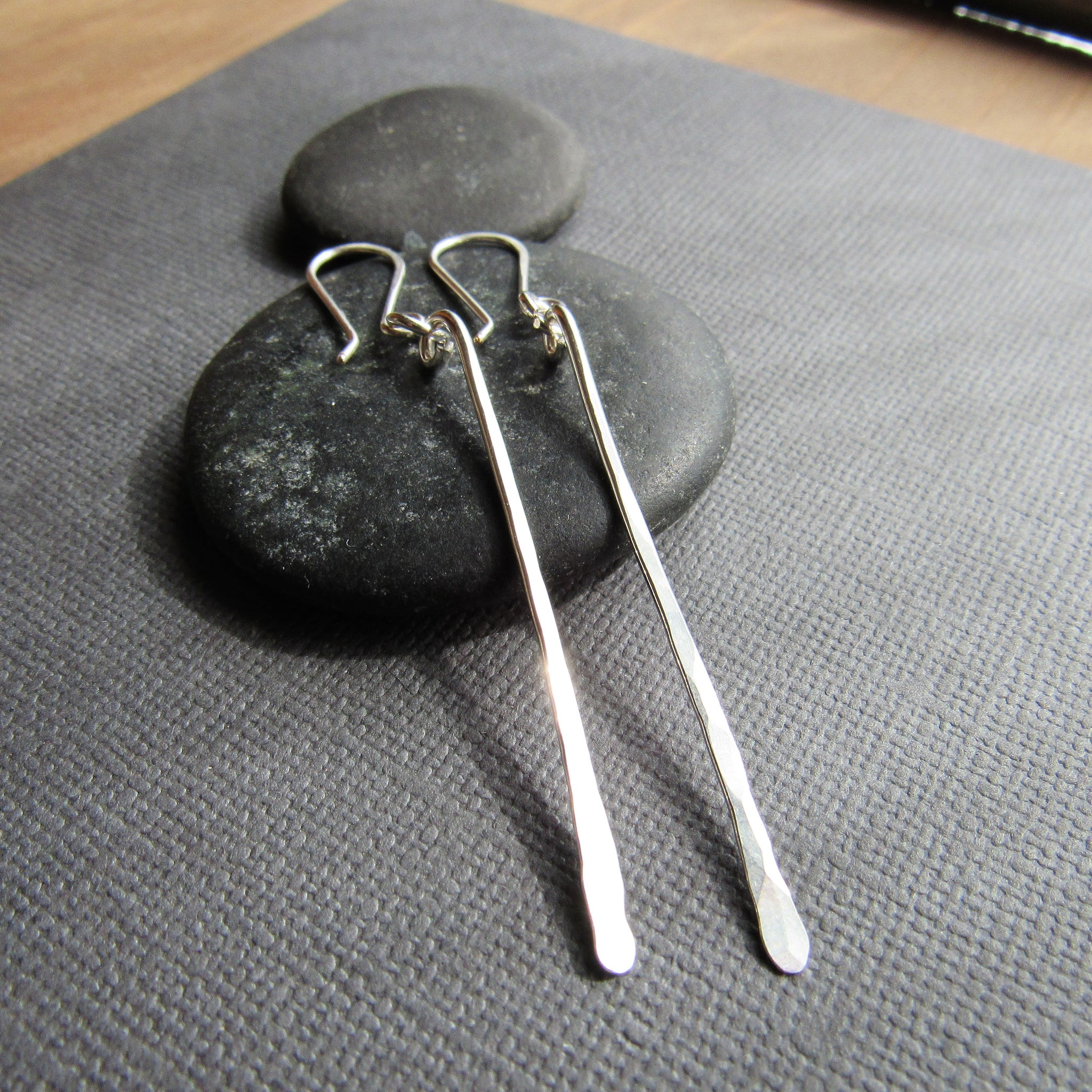 Long silver new arrivals bar earrings