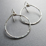 Medium -Hammered Sterling Silver Hoop Earrings