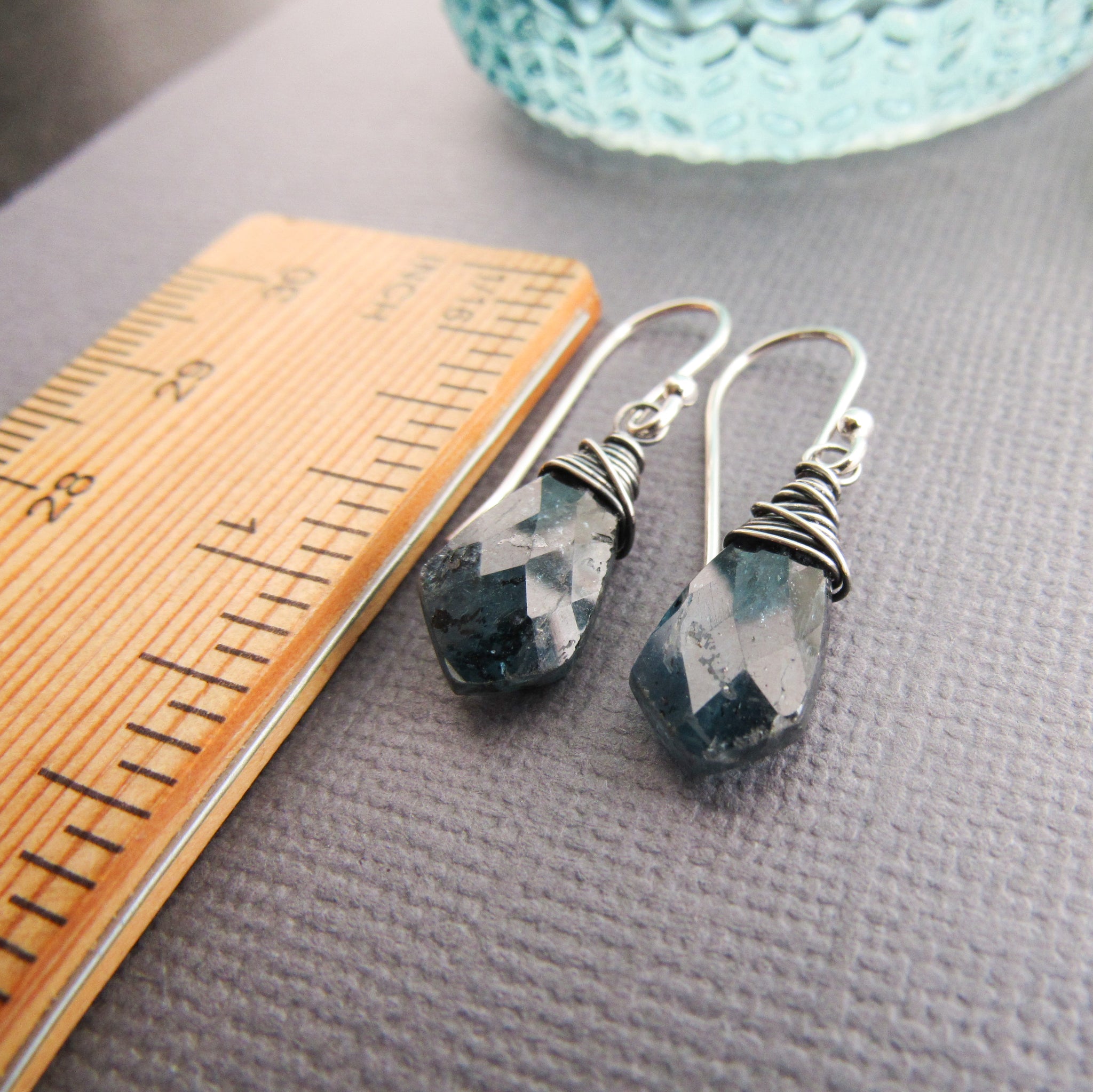 Long Blue Druzy Earrings - Balsamroot Jewelry