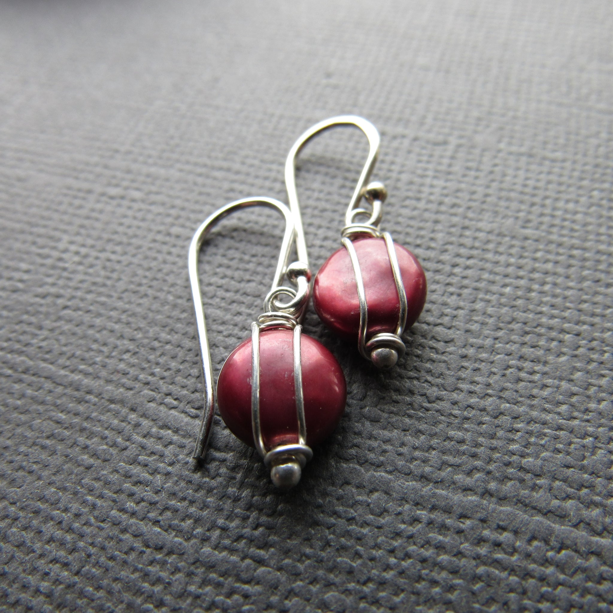 Petite Cranberry Coin Pearl Earrings