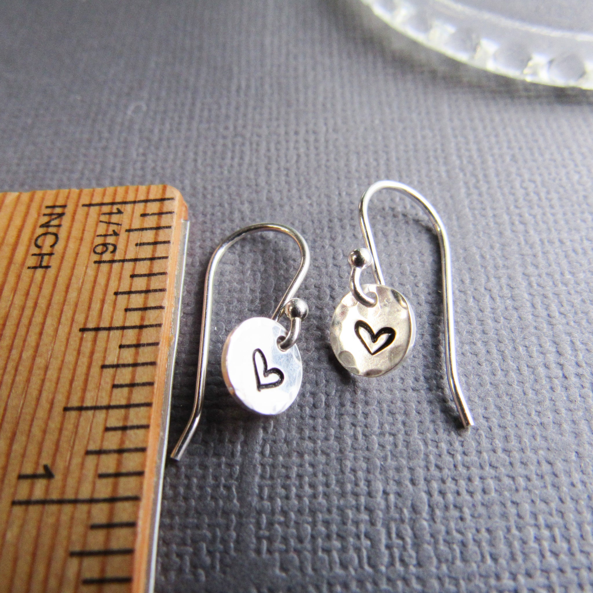 Petite Stamped Heart Earrings