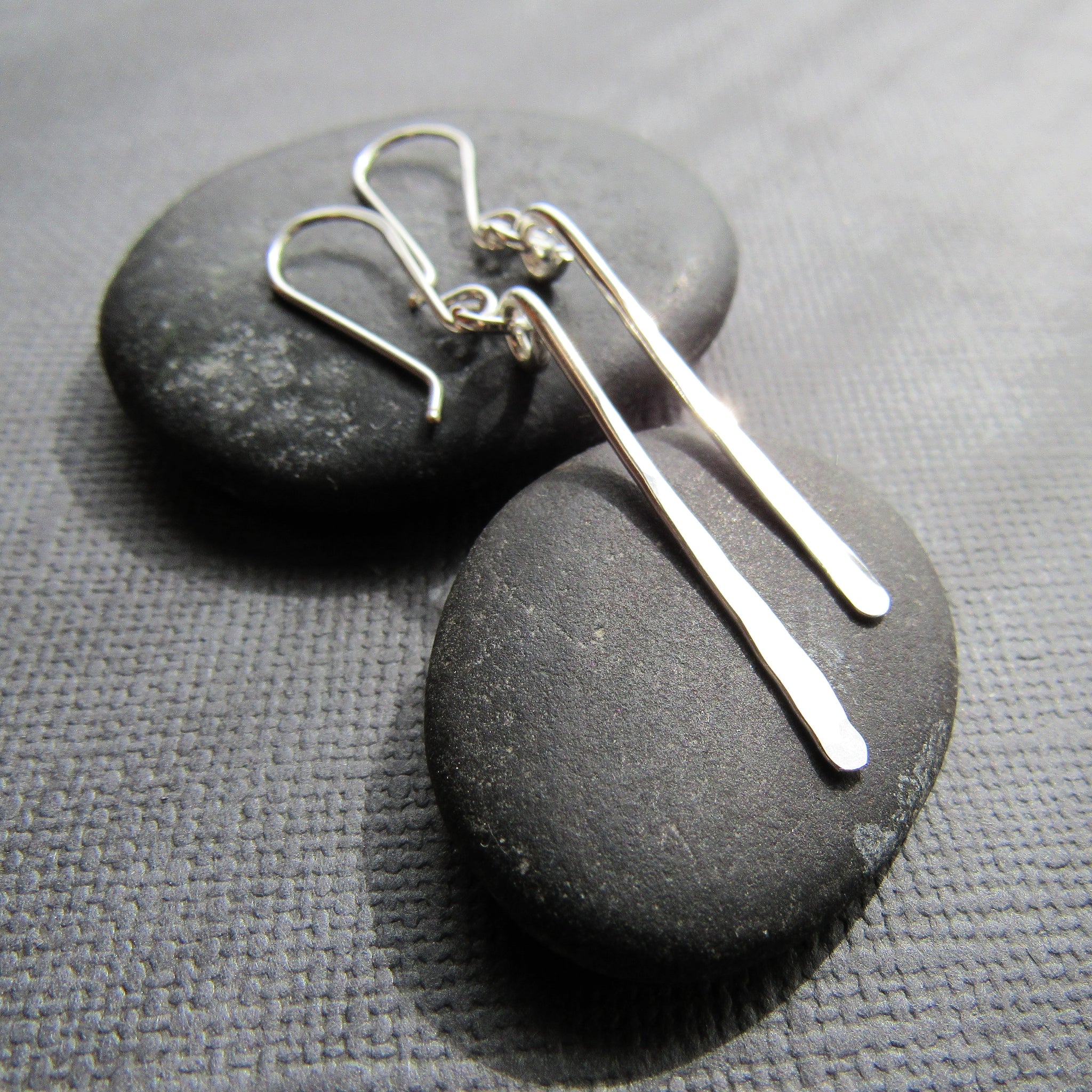 Small Minimalist Silver Bar Earrings