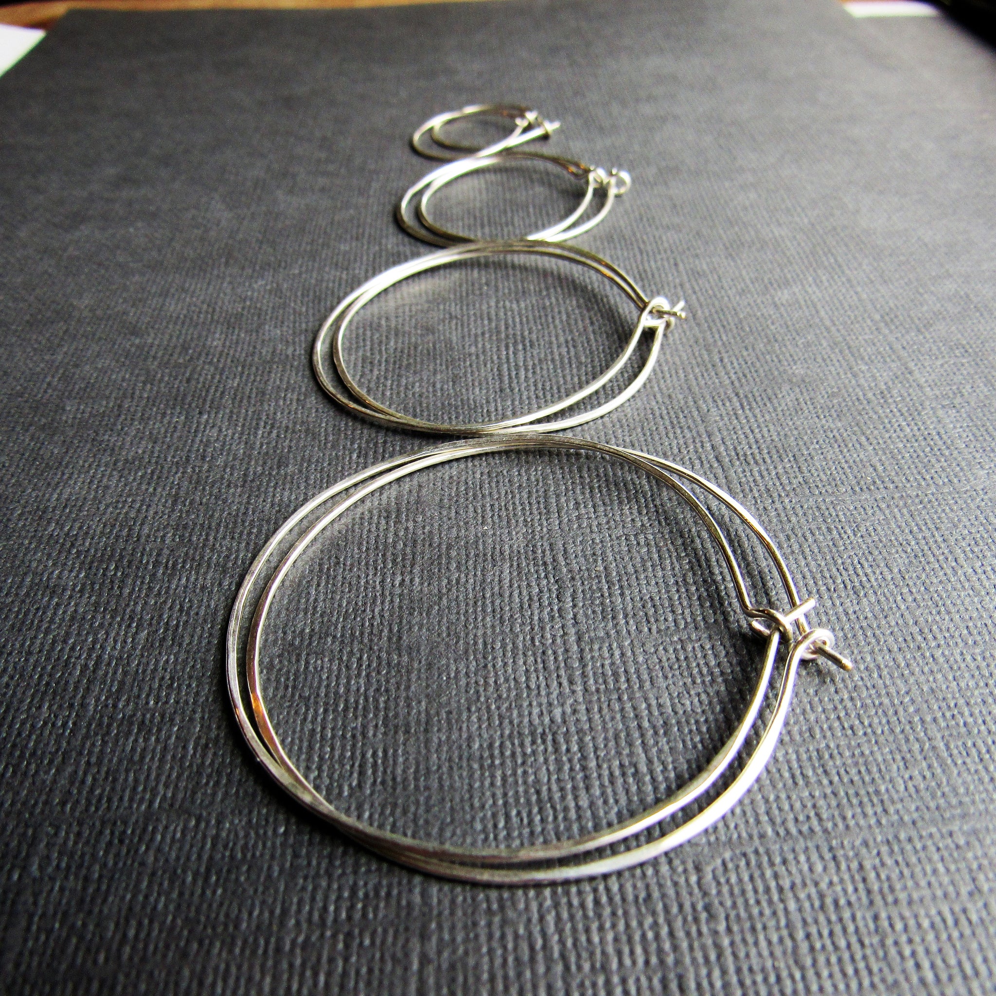 Hammered Sterling Silver Hoops Four sizes Balsamroot Jewelry