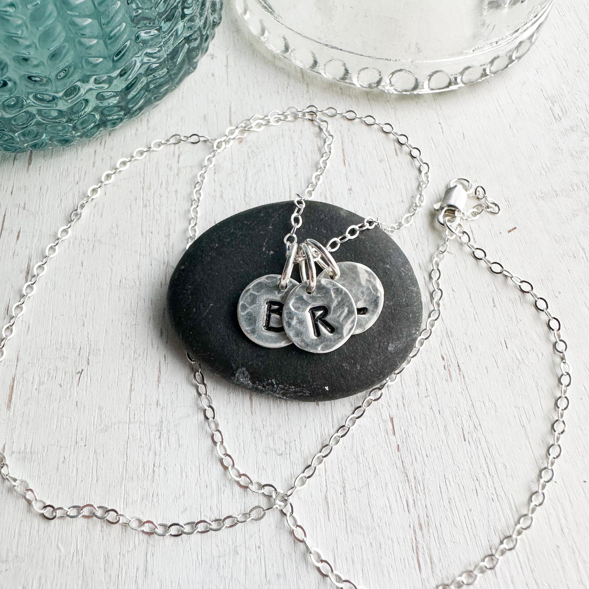 Stamped Sterling Silver Initial Charm Necklace - 2- / 22 Inches