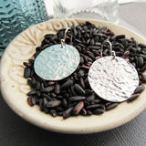 Sterling Silver Hammered Disc Earrings -Large