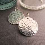 Sterling Silver Hammered Disc Earrings -Large