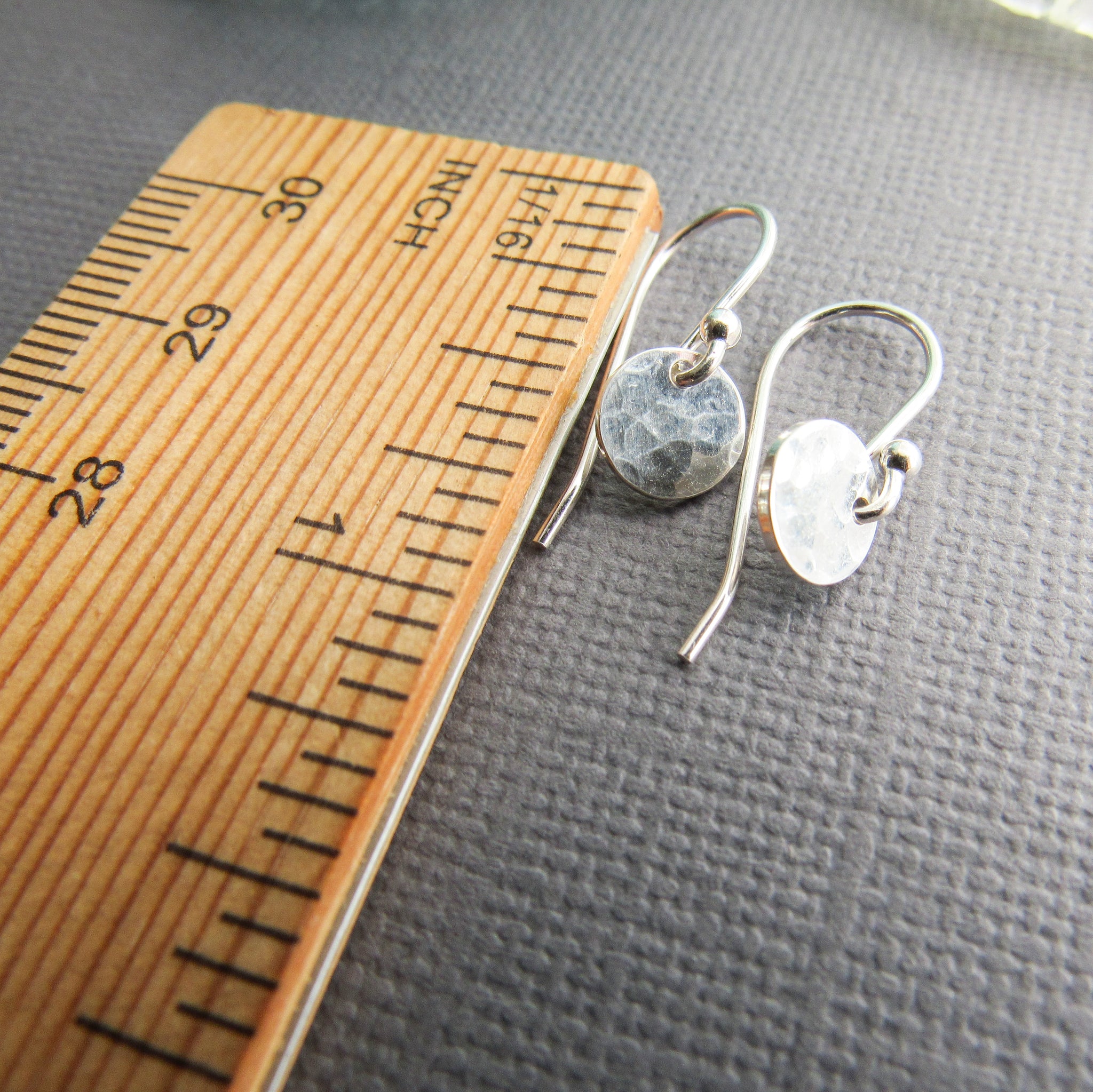 Sterling Silver Hammered Disc Earrings -Petite