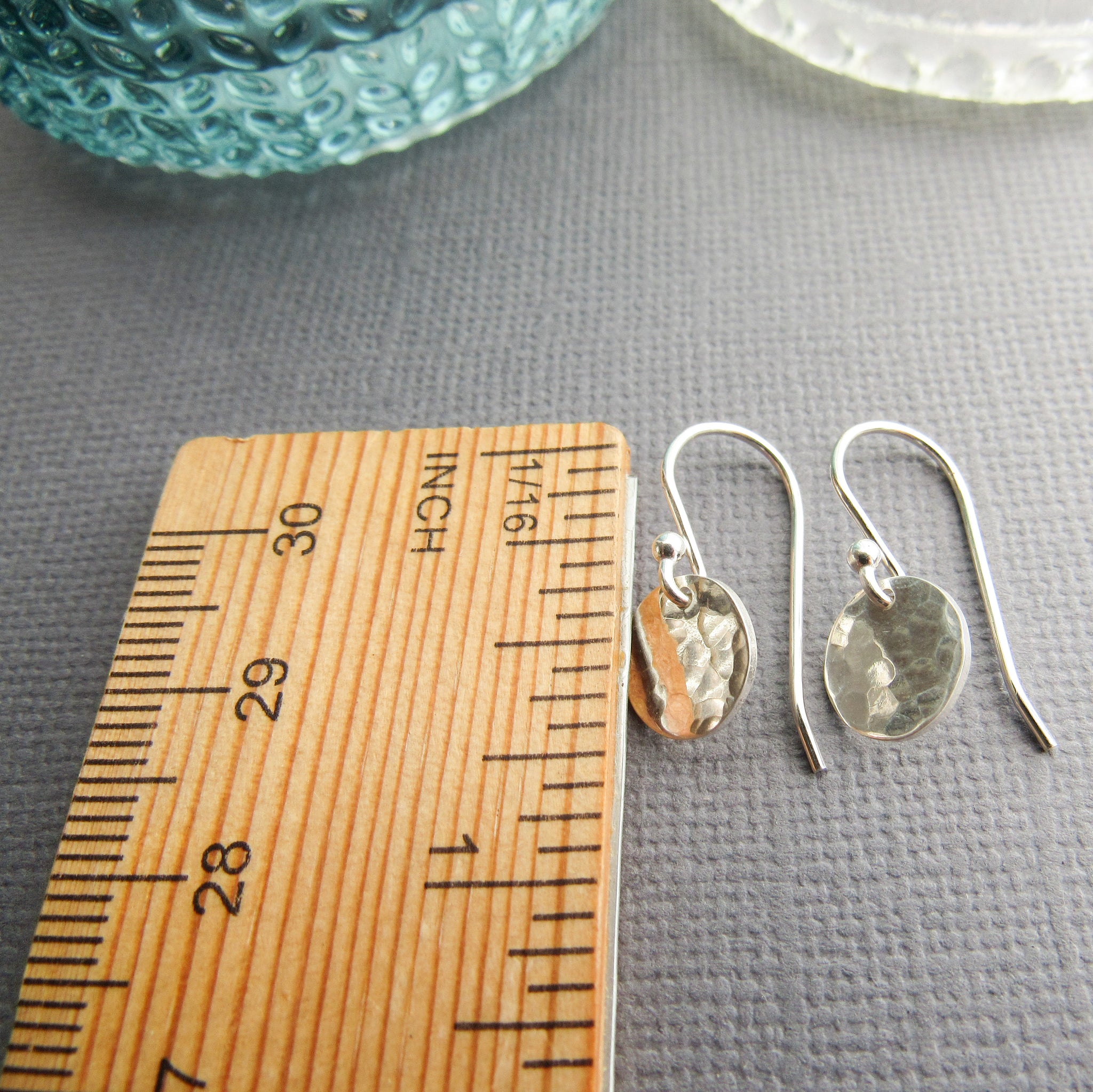 Sterling Silver Hammered Disc Earrings -Small