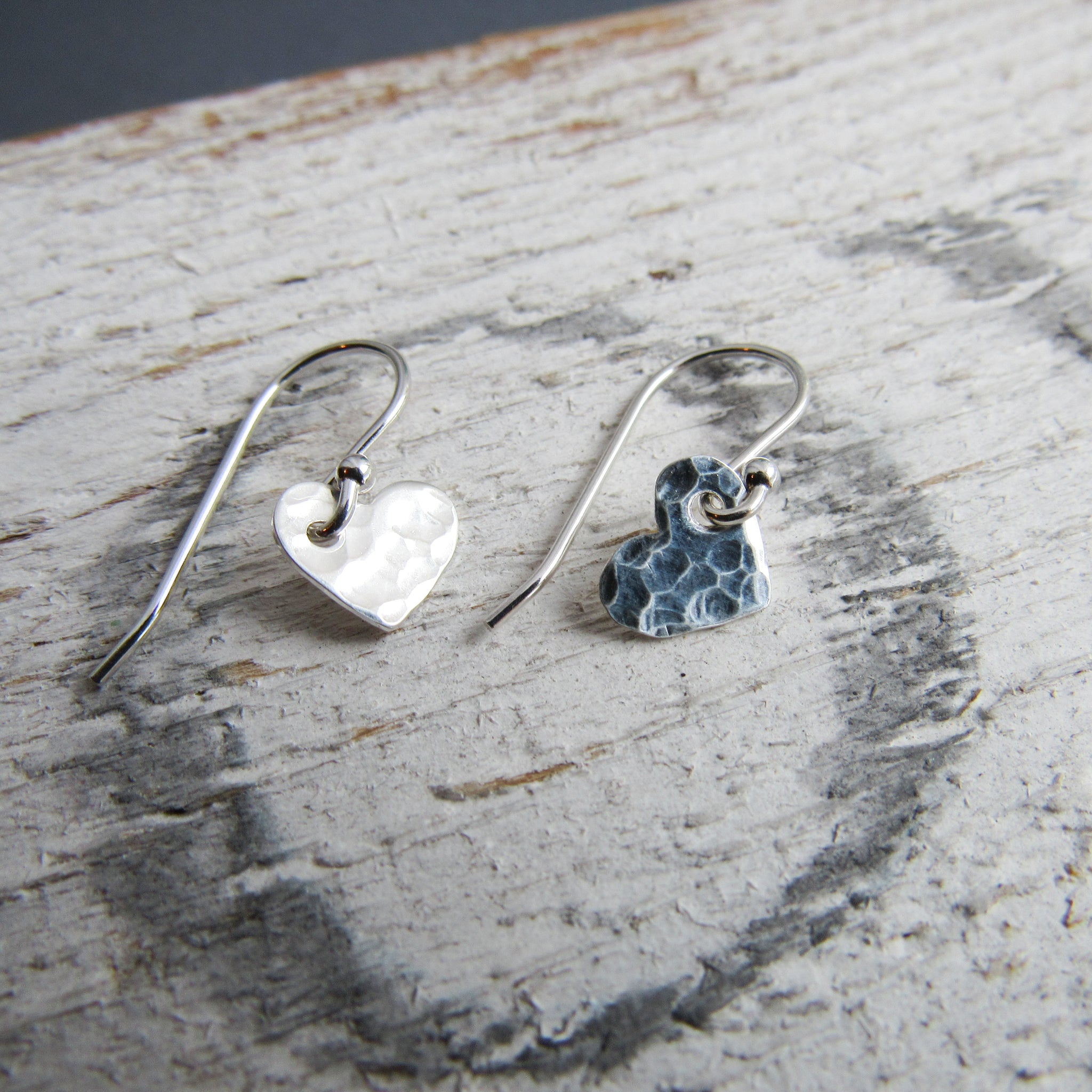 Hammered silver hotsell heart earrings