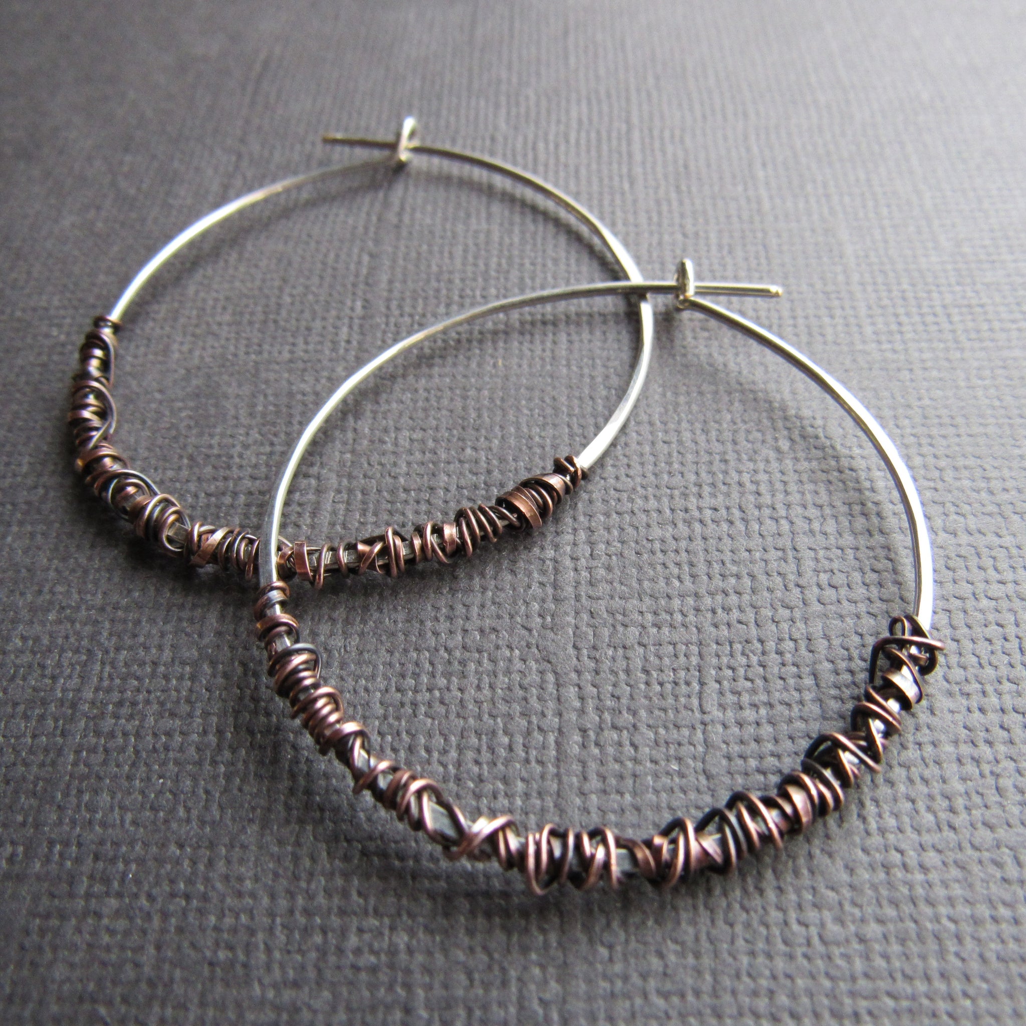 Mixed Metal Copper & Sterling Silver Hoops - Extra Large