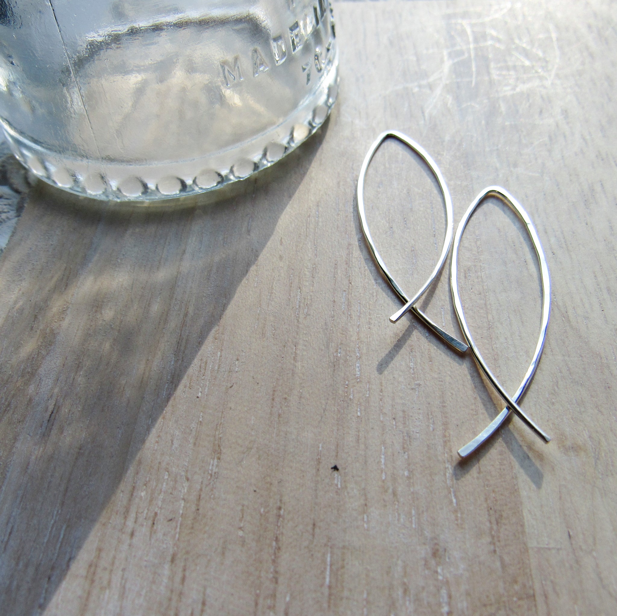 Long Minimalist Silver Feather Earrings