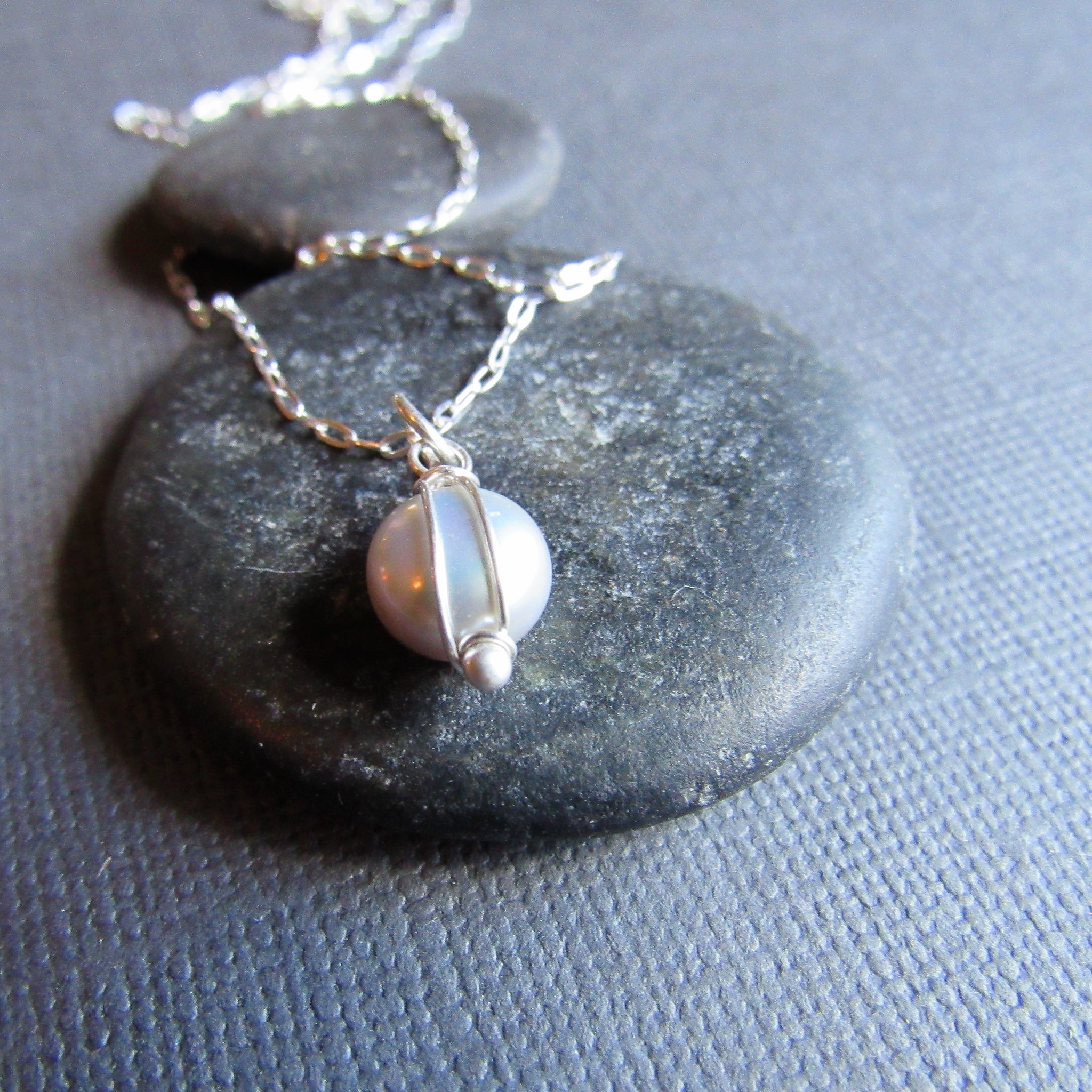 Petite Silver Coin Pearl Necklace