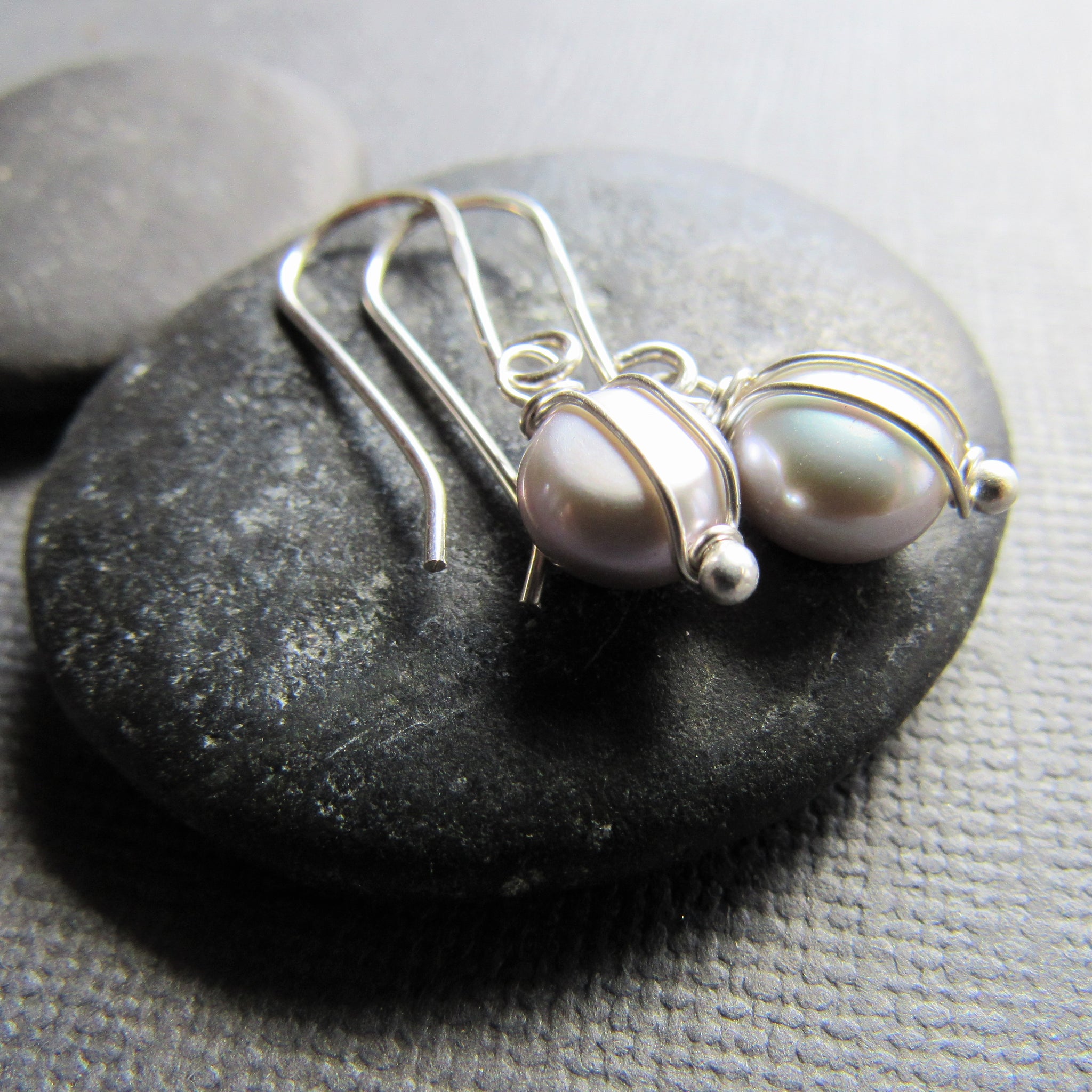 Petite Gray Coin Pearl Earrings