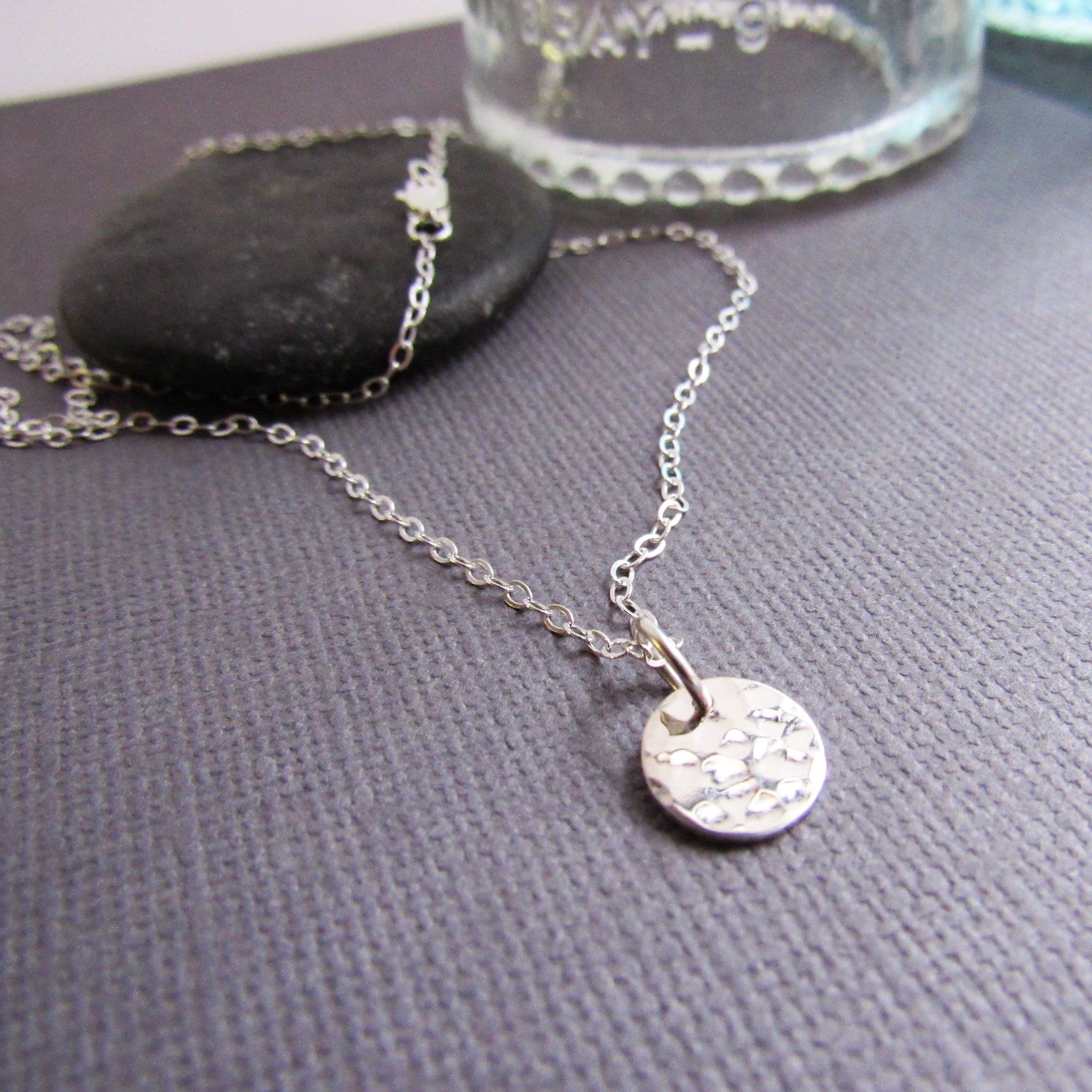 Hammered Sterling Silver Disc Necklace